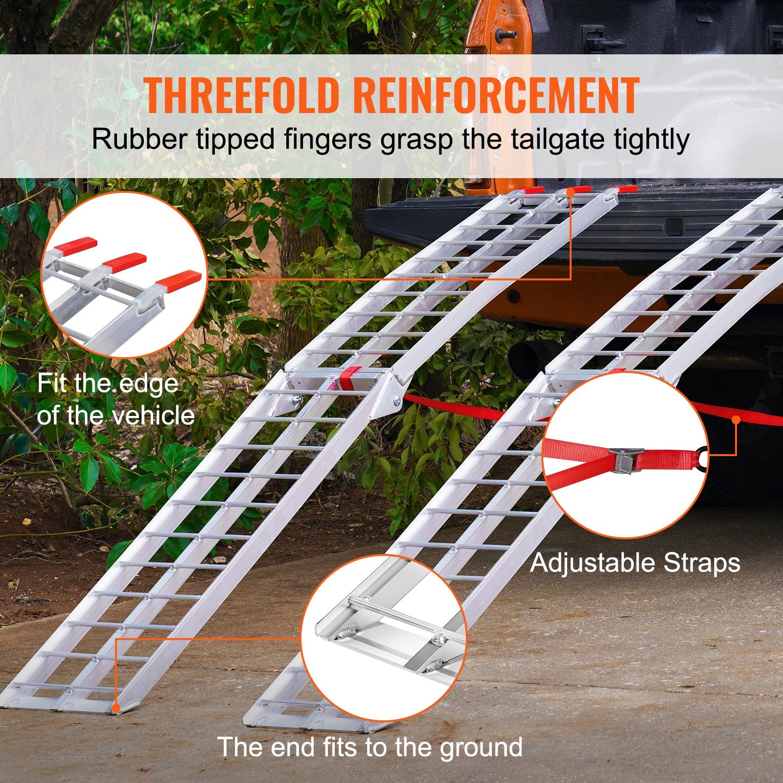 Automotive Loading Ramps: VEVOR Aluminum Ramp 1500 LBS Foldable Loading Ramps for Pickup Trucks Bed 2 PCS