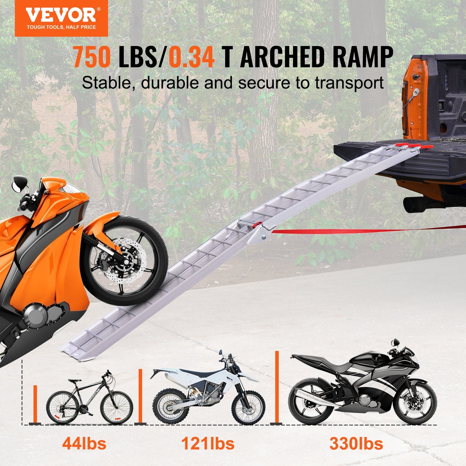 Automotive Loading Ramps: VEVOR Aluminum Ramp 750 LBS Foldable Loading Ramps for Pickup Trucks Bed 1 Piece