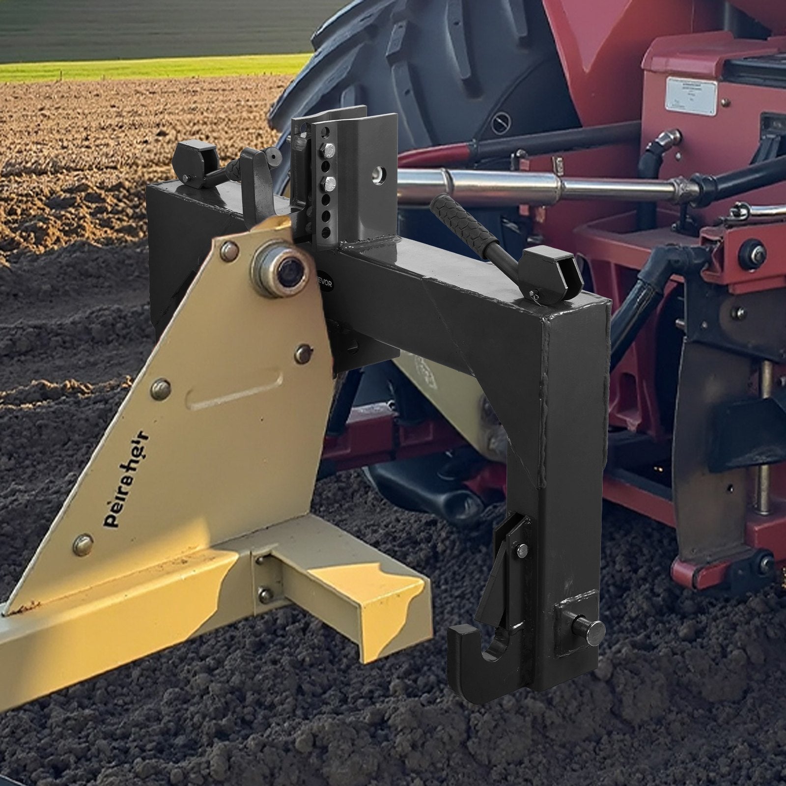 3-Point Quick Hitch with 2 in Receiver, 3000 Lbs Lift Capacity, 3-Pt Hitch with 5 Level Adjustable Bolt, Adaptation to Category 1 & 2 Tractor, Heavy Duty 3 Point Attachments, Black