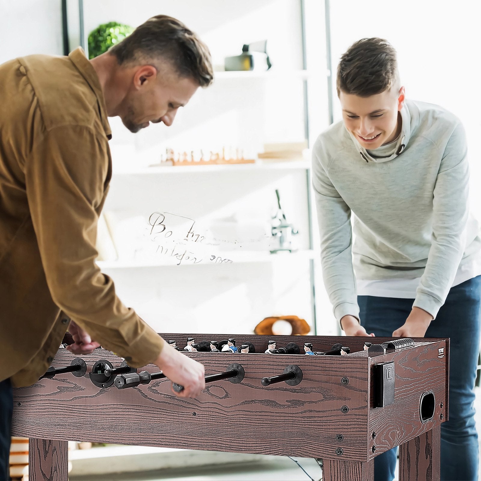Foosball Table, 48 inch Standard Size Foosball Table, Indoor Full Size Foosball Table for Home, Family, and Game Room, Soccer with Foosball Table Set, Includes 2 Balls and 2 Cup Holders