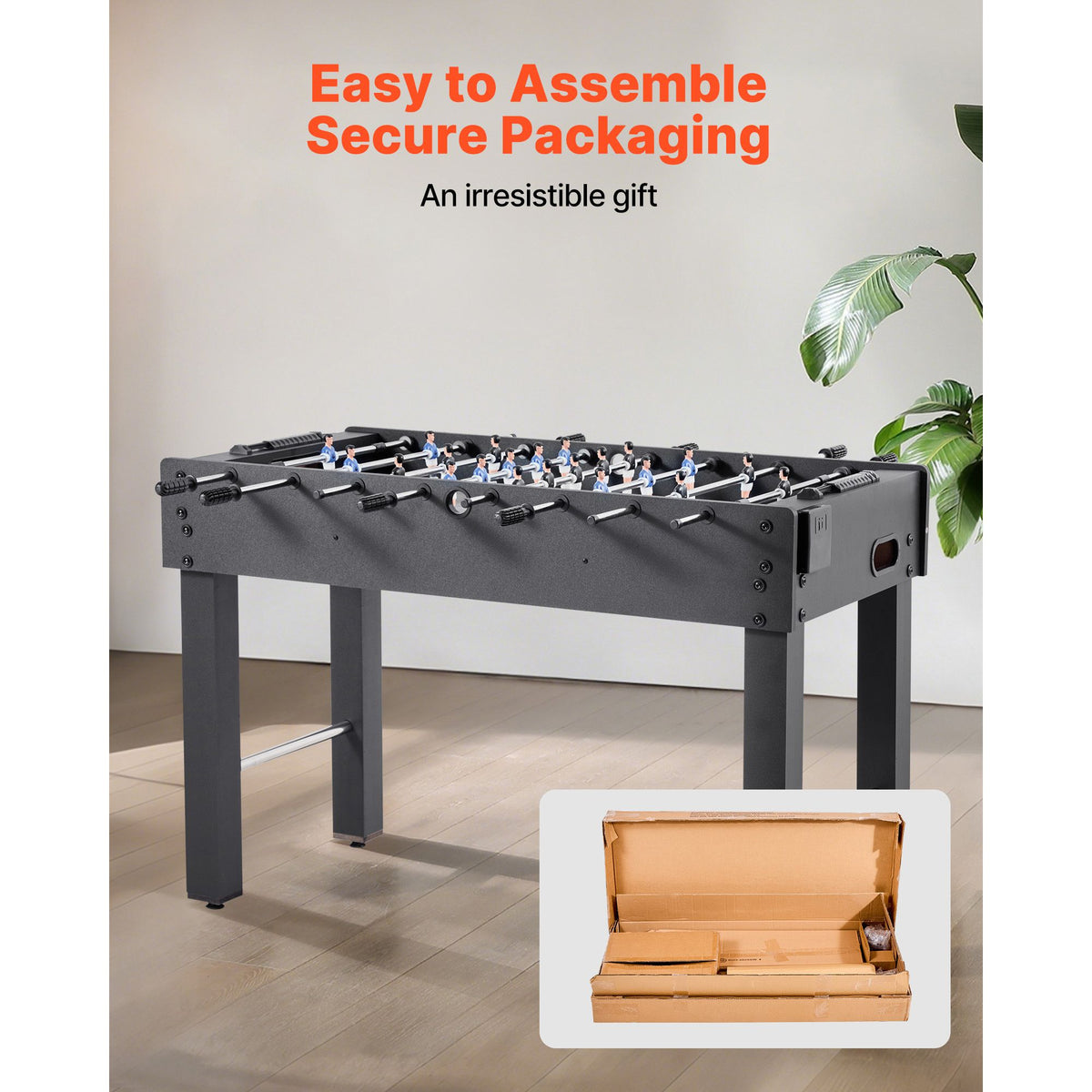 Foosball Table, 121 cm Standard Size Table, Indoor Full Size Foosball Tables for Home, Family, and Game Room, Durable Soccer Set, Includes 2 Balls, Score Keeper, and 2 Cup Holders