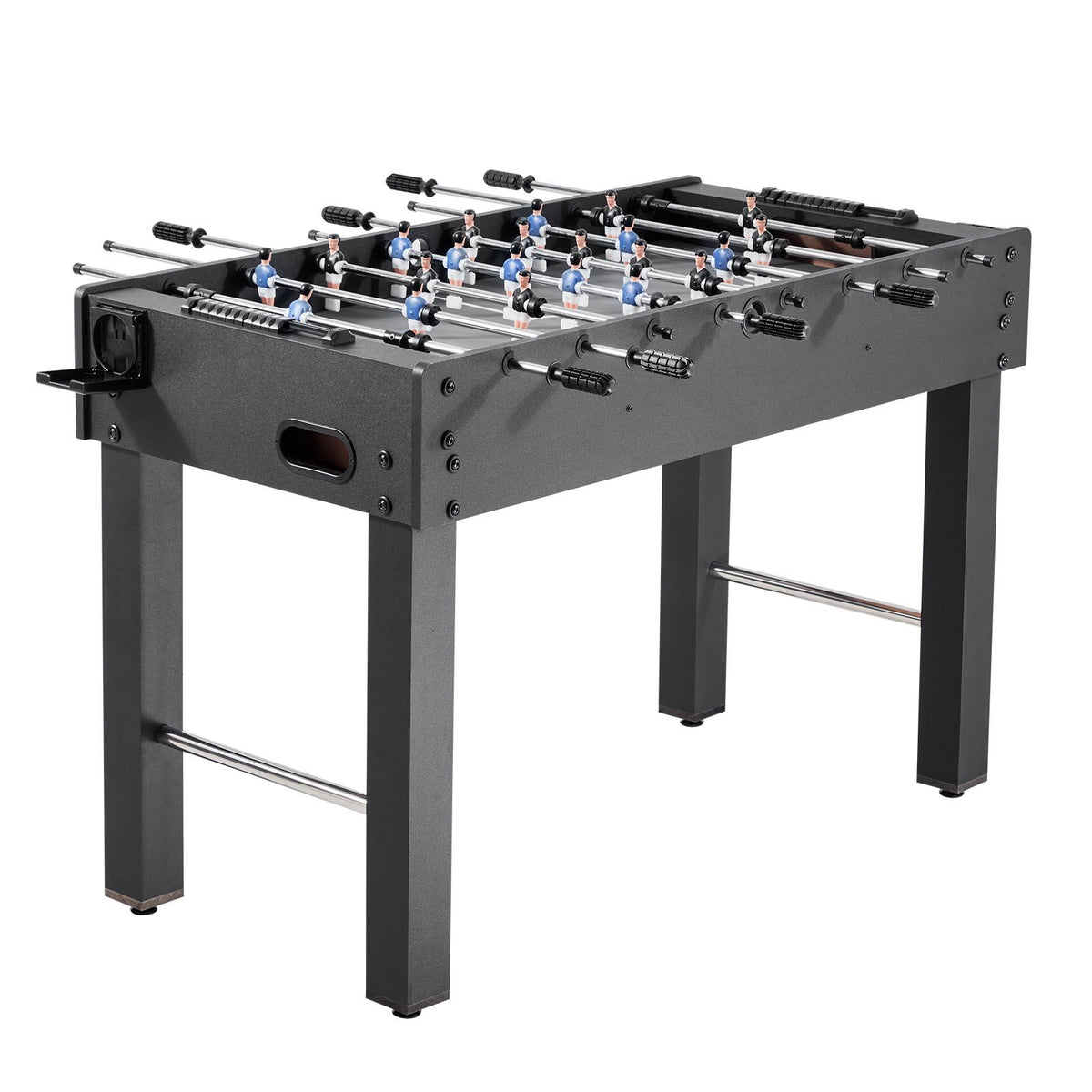 Foosball Table, 121 cm Standard Size Table, Indoor Full Size Foosball Tables for Home, Family, and Game Room, Durable Soccer Set, Includes 2 Balls, Score Keeper, and 2 Cup Holders