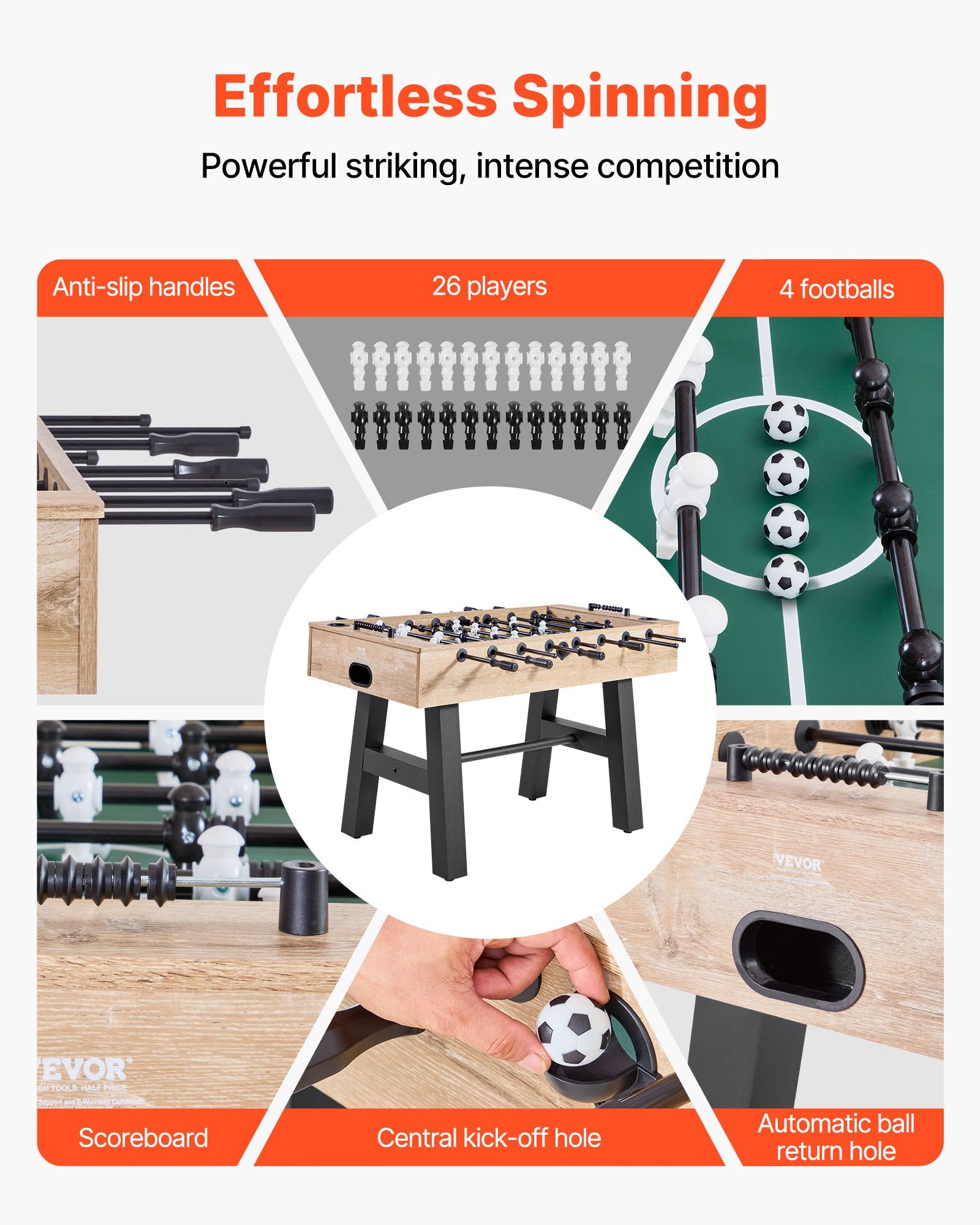 Table Tennis: VEVOR 140 cm Foosball Soccer Game Table Standard Size Foosball Table for Home