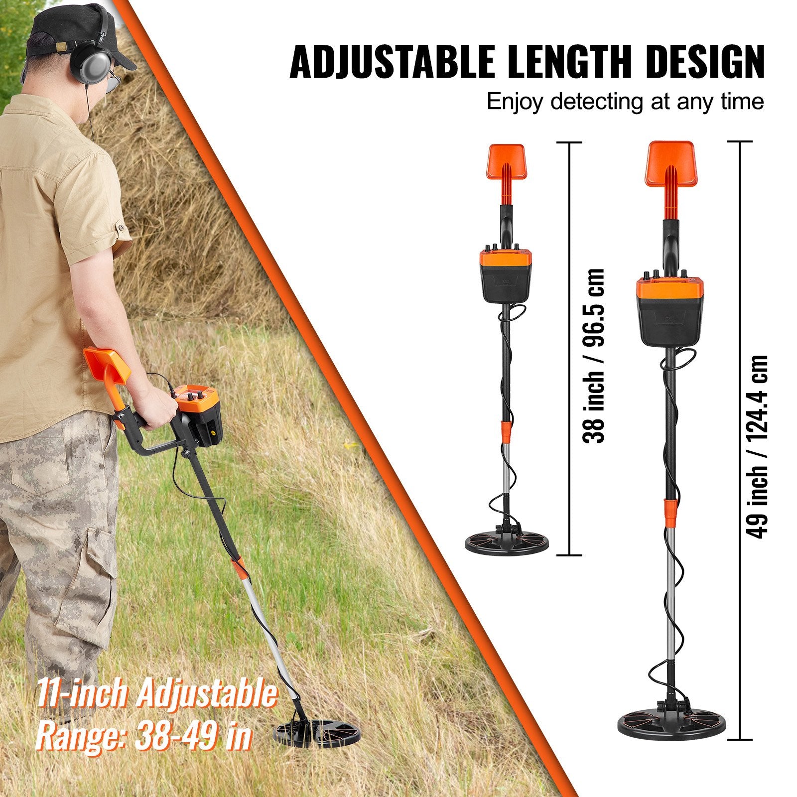 Metal Detector for Adults & Kids, 8", Professional Adjustable Higher Accuracy Gold Detector, IP68 Waterproof Coil with LCD Display Advanced DSP Chip, for Detecting Gold Coin Treasure Hunting