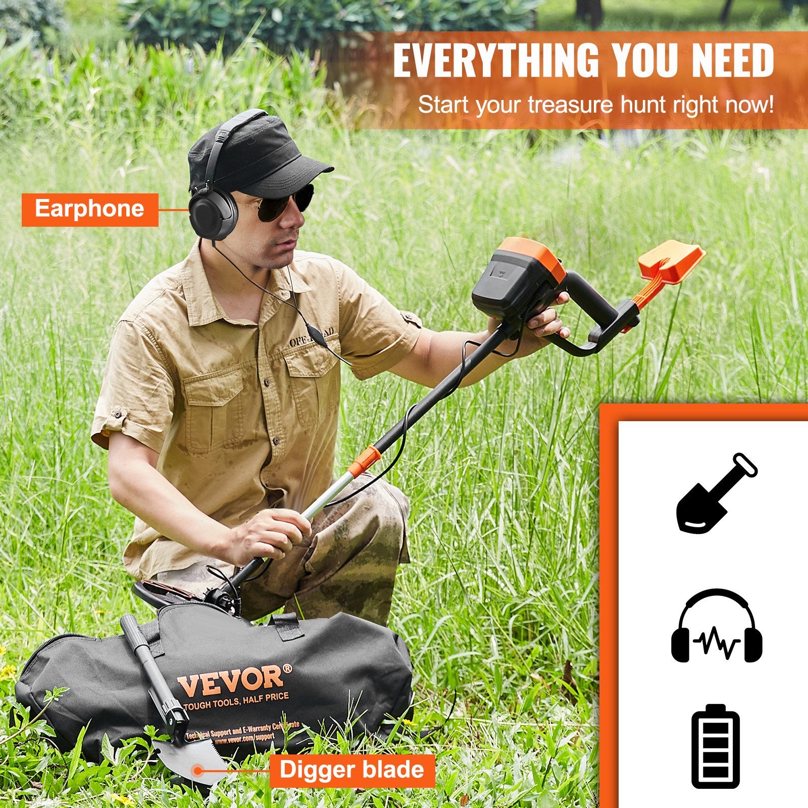 Metal Detector for Adults & Kids, 8", Professional Adjustable Higher Accuracy Gold Detector, IP68 Waterproof Coil with LCD Display Advanced DSP Chip, for Detecting Gold Coin Treasure Hunting