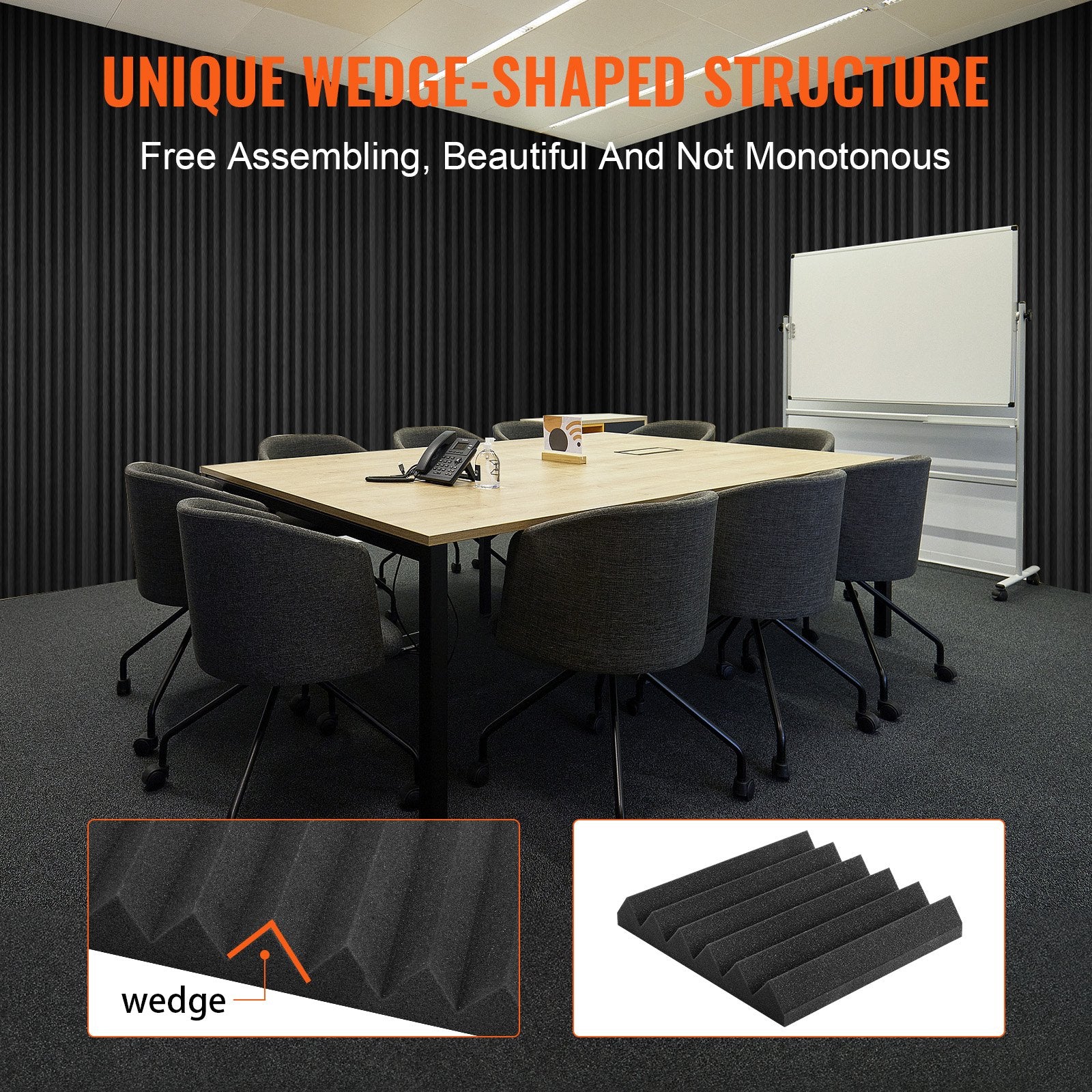 Audio Accessories: VEVOR Acoustic Foam Panels 24 Pack 12 x 12 x 2 in Adhesive for Wall Ceiling
