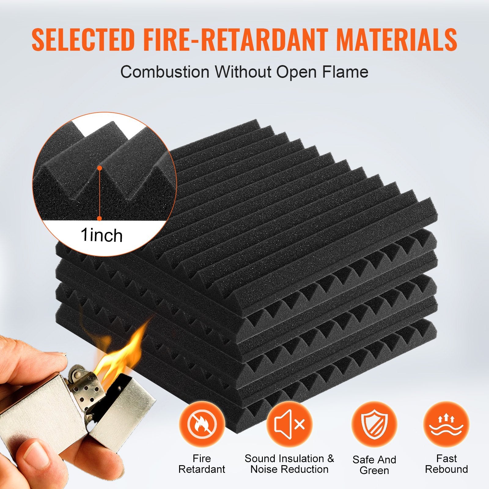 Audio Accessories: VEVOR Acoustic Foam Panels 48 Pack 12 x 12 x 1 in Adhesive for Wall Ceiling
