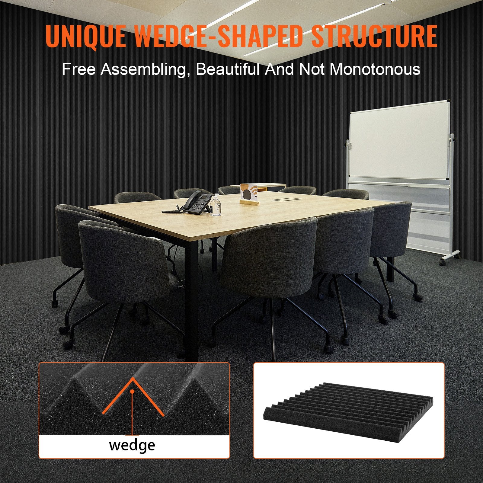 Audio Accessories: VEVOR Acoustic Foam Panels 48 Pack 12 x 12 x 1 in Adhesive for Wall Ceiling