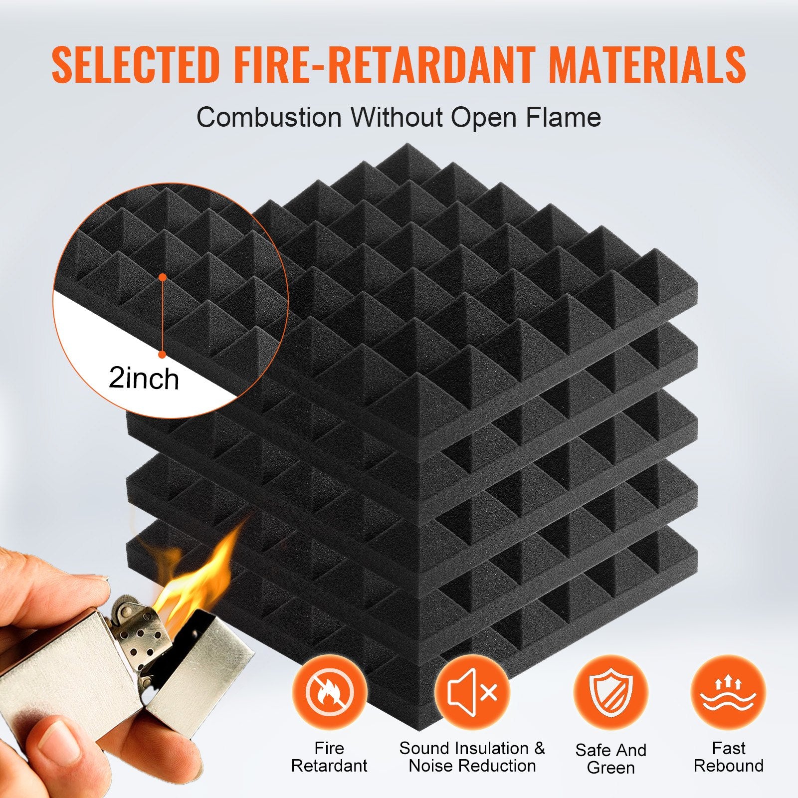 Audio Accessories: VEVOR Acoustic Foam Panels 48 Pack 12 x 12 x 2 in Adhesive for Wall Ceiling