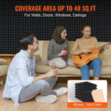 Audio Accessories: VEVOR Acoustic Foam Panels 48 Pack 12 x 12 x 2 in Adhesive for Wall Ceiling