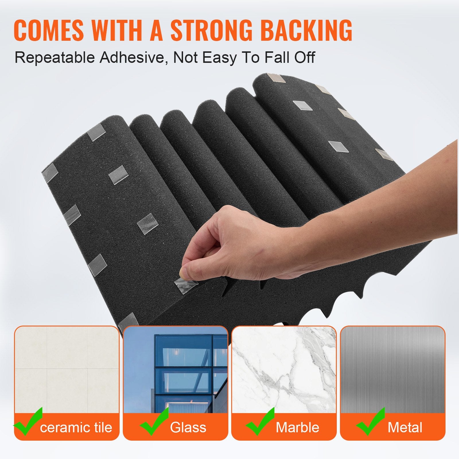 Audio Accessories: VEVOR Acoustic Foam Panels 4 Pack 16.5 x 6.3 x 12 in Adhesive for Wall Ceiling