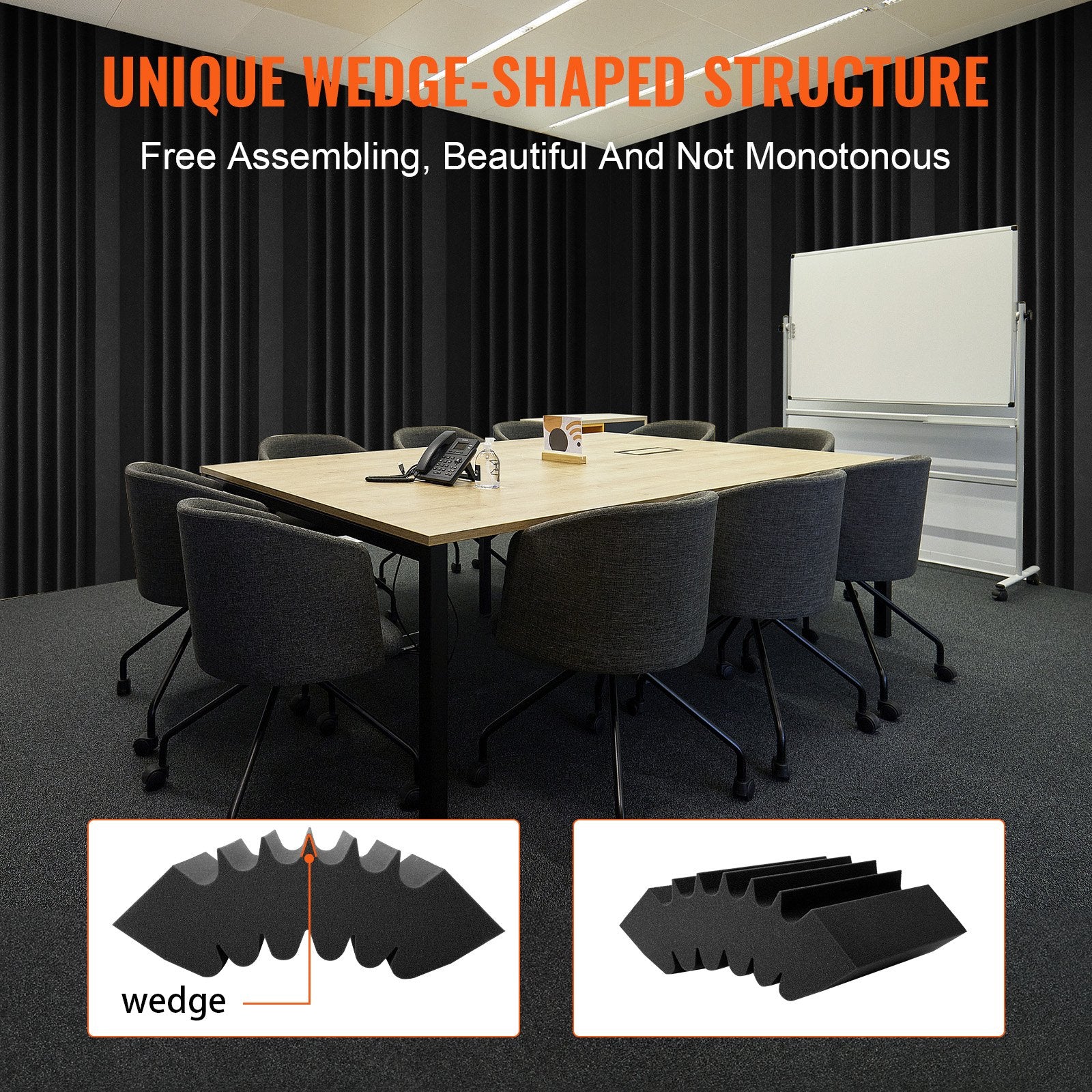 Audio Accessories: VEVOR Acoustic Foam Panels 4 Pack 16.5 x 6.3 x 12 in Adhesive for Wall Ceiling