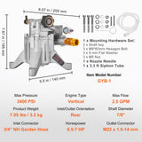 Fuel & Exhaust: VEVOR Pressure Washer Pump, 22 mm Shaft Vertical, 3400 PSI, 2.5 GPM, Replacement Power Washer Pumps Kit, Parts Washer Pump, Compatible with Honda, Simpson, RYOBI, Briggs & Stratton, Subaru, Craftsman
