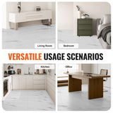 Flooring: VEVOR Self Adhesive Vinyl Floor Tiles 390 x 23.6 inch, 1.5mm Thick Peel & Stick, White Marble Texture DIY Flooring for Kitchen, Dining Room, Bedrooms & Bathrooms, Easy for Home Decor