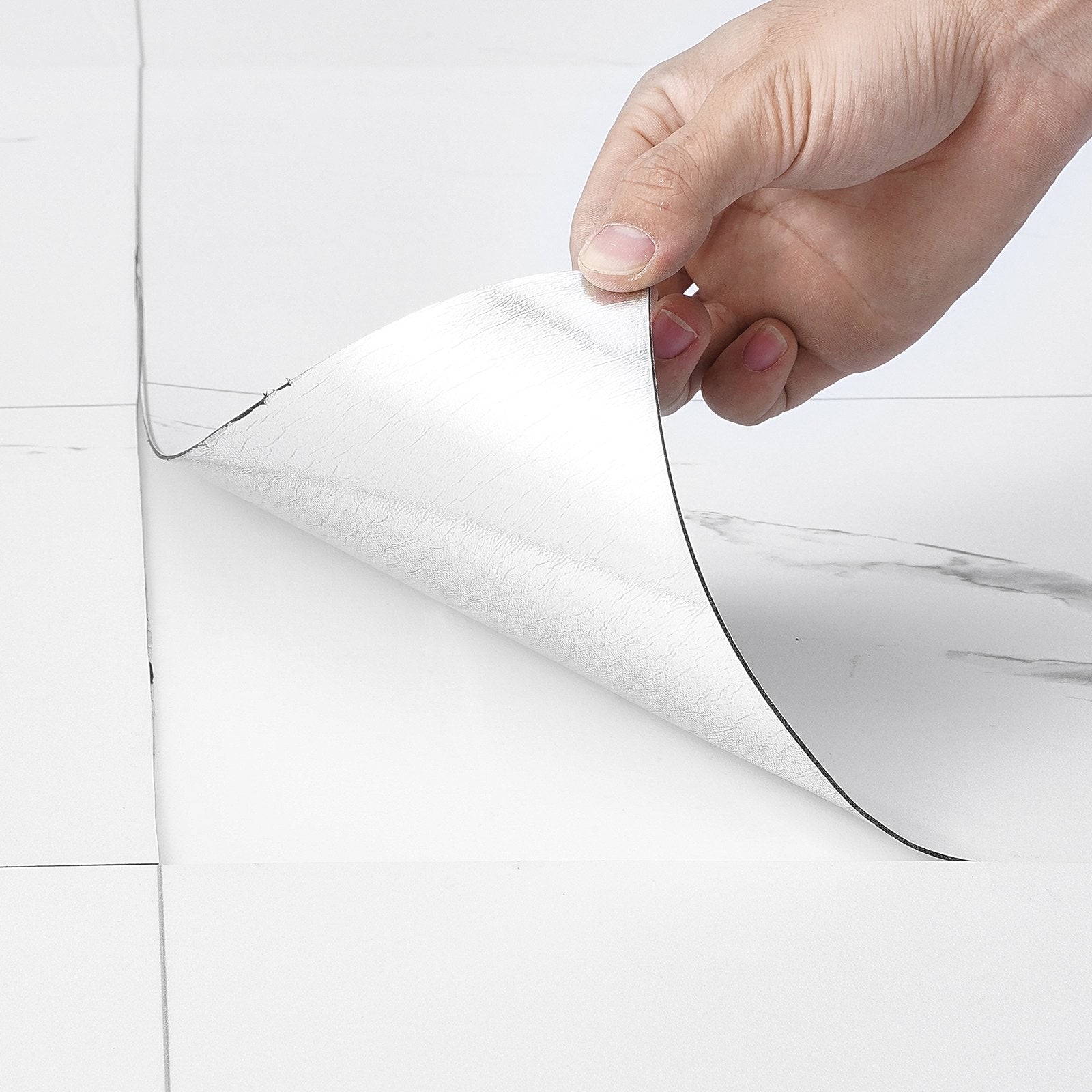 Flooring: VEVOR Self Adhesive Vinyl Floor Tiles 390 x 23.6 inch, 1.5mm Thick Peel & Stick, White Marble Texture DIY Flooring for Kitchen, Dining Room, Bedrooms & Bathrooms, Easy for Home Decor