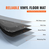 Flooring: VEVOR Self Adhesive Vinyl Floor Tiles 12 x 12 inch, 50 Tiles 1.5mm Thick Peel & Stick, Black Marble Texture DIY Flooring for Kitchen, Dining Room, Bedrooms & Bathrooms, Easy for Home Decor