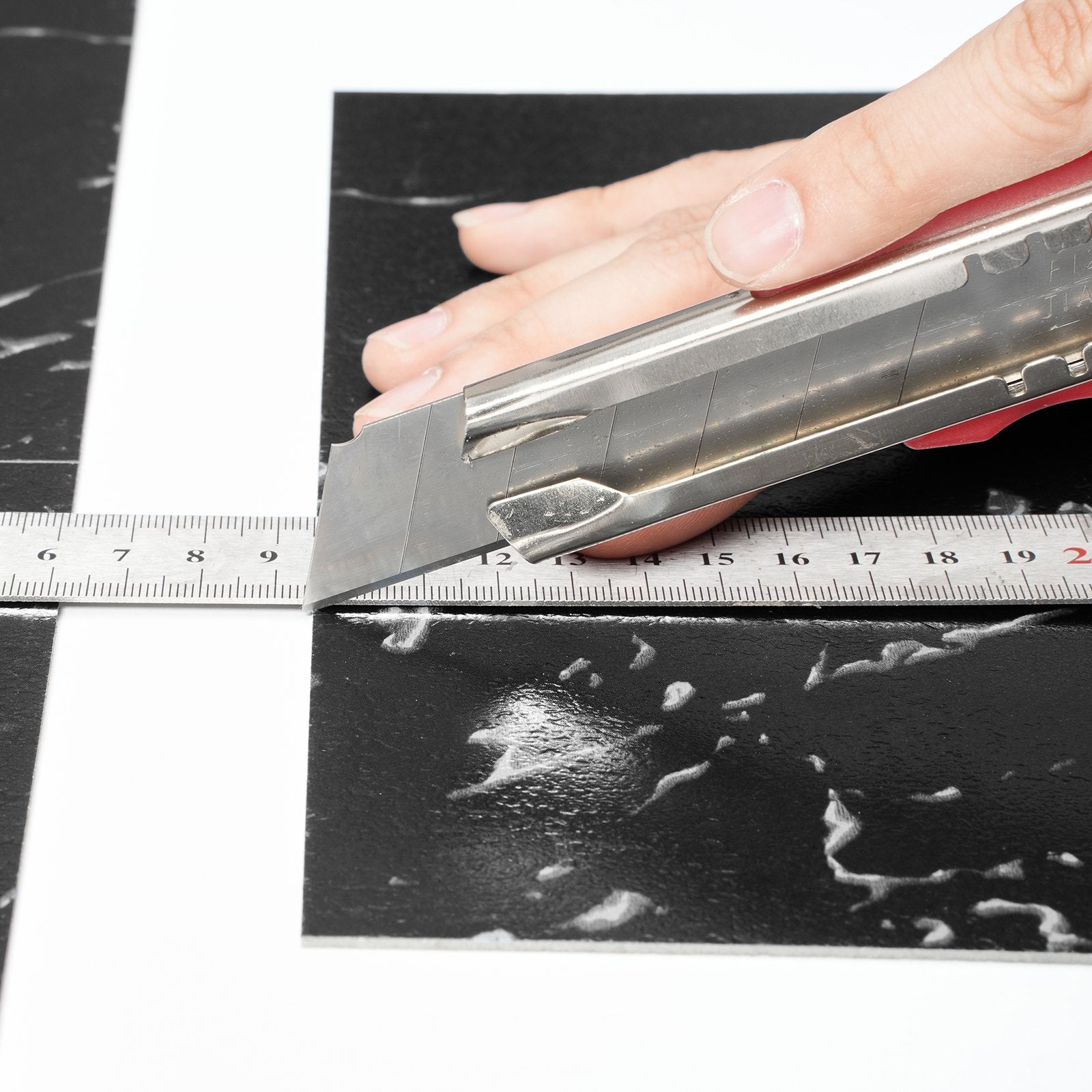 Flooring: VEVOR Self Adhesive Vinyl Floor Tiles 12 x 12 inch, 50 Tiles 1.5mm Thick Peel & Stick, Black Marble Texture DIY Flooring for Kitchen, Dining Room, Bedrooms & Bathrooms, Easy for Home Decor