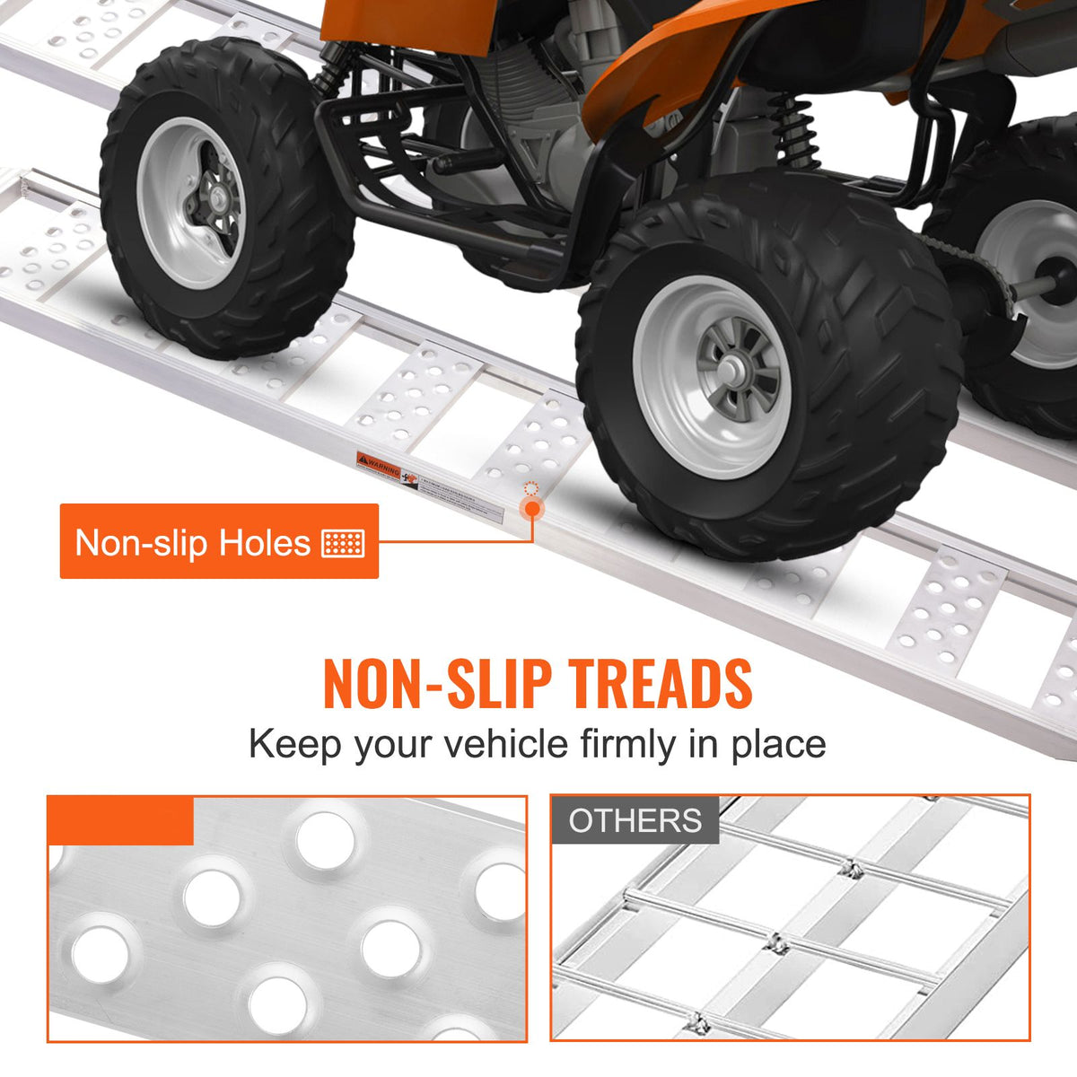 Aluminum Ramps, 1250lbs, Straight Ramp with Treads and Load Straps, Portable Loading Ramp for Motorcycles, ATVs, Trucks, Lawn Mower, Dirt Bike, Garden Tractor, 78"L x 12"W, 2Pcs