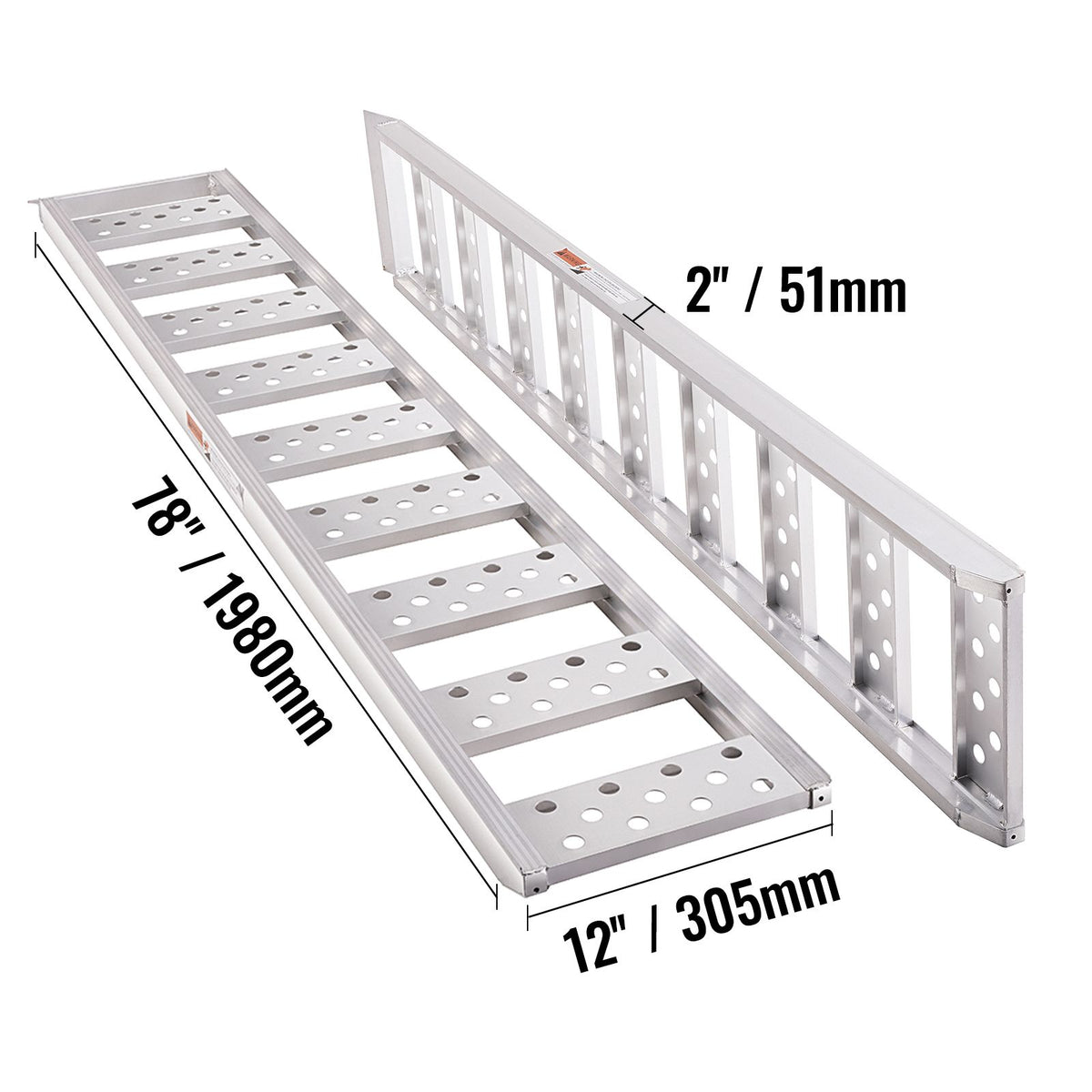Aluminum Ramps, 1250lbs, Straight Ramp with Treads and Load Straps, Portable Loading Ramp for Motorcycles, ATVs, Trucks, Lawn Mower, Dirt Bike, Garden Tractor, 78"L x 12"W, 2Pcs