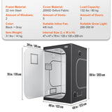 Greenhouses & Accessories: VEVOR Grow Tent 48 x 48 x 80 in Indoor Growing Tent Hydroponic Window Door Tray