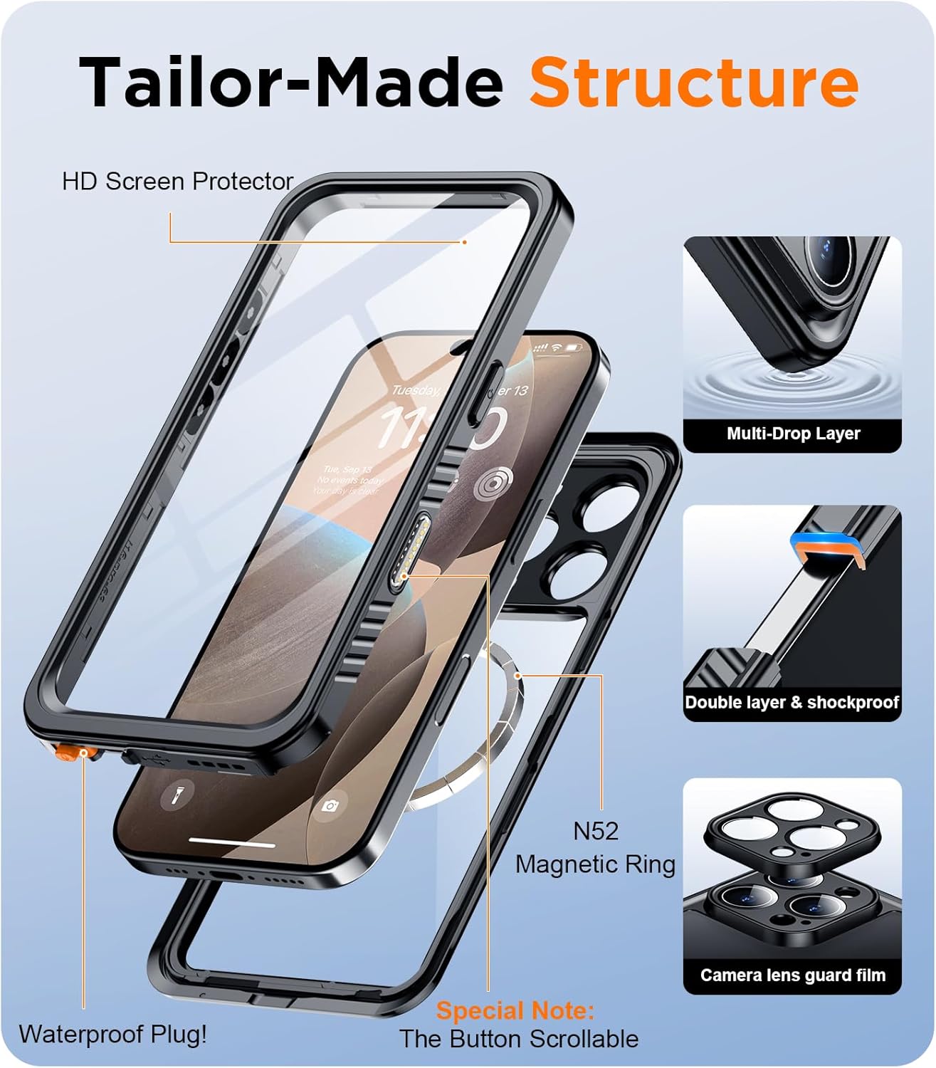 Phone Cases & Screen Protectors: iPhone 16 Pro Max Waterproof Case