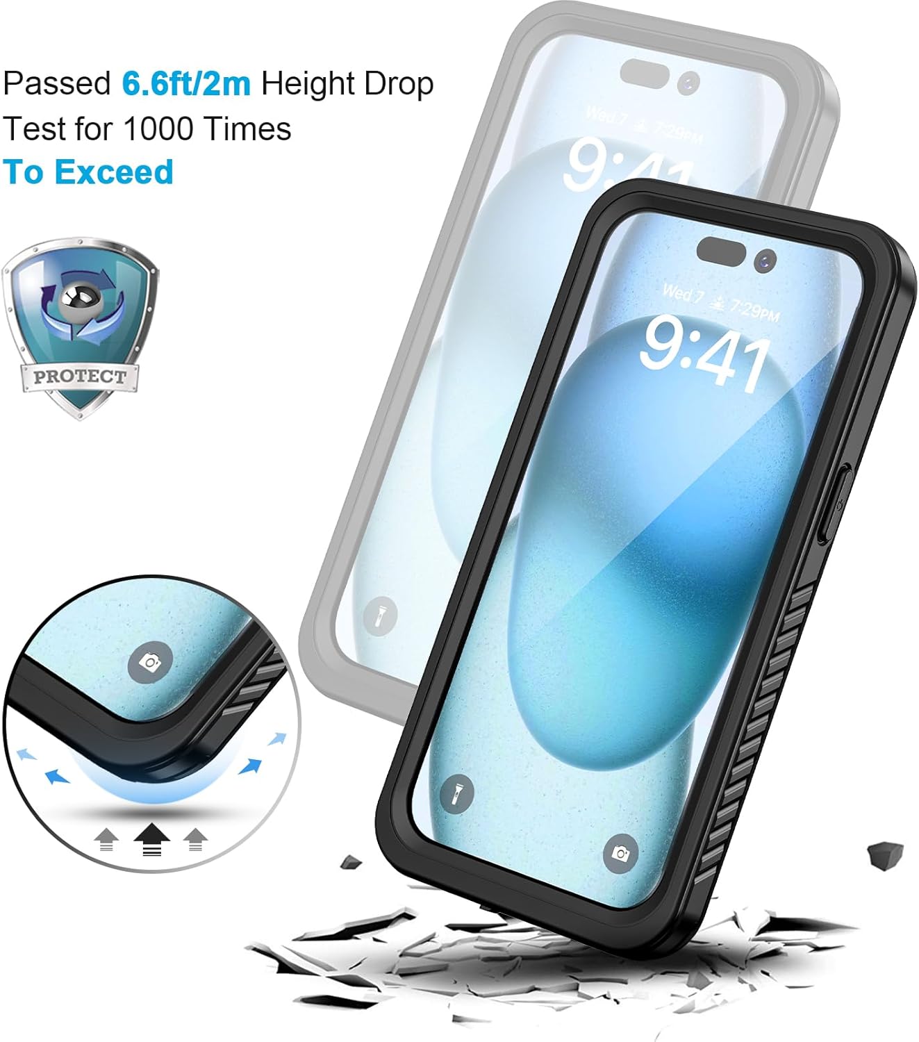 Phone Cases & Screen Protectors: iPhone 15 Waterproof Shockproof Case