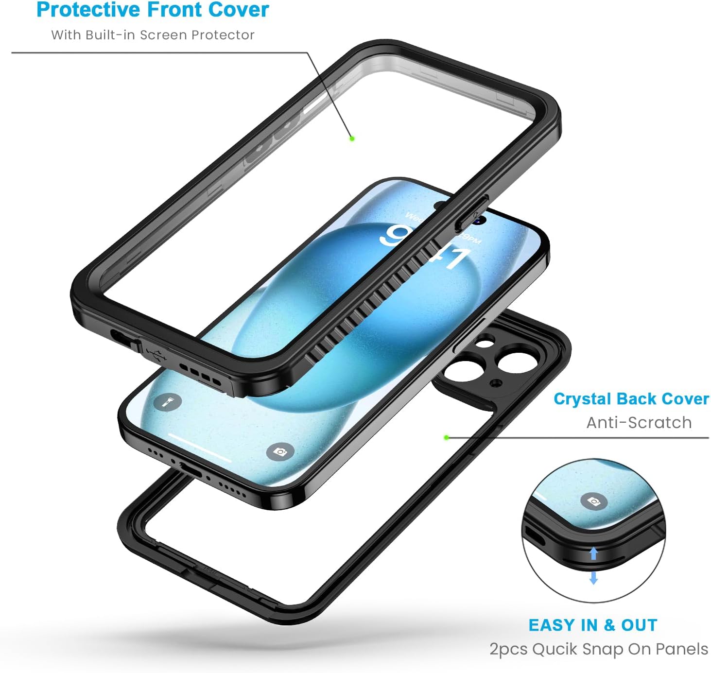Phone Cases & Screen Protectors: iPhone 15 Waterproof Shockproof Case