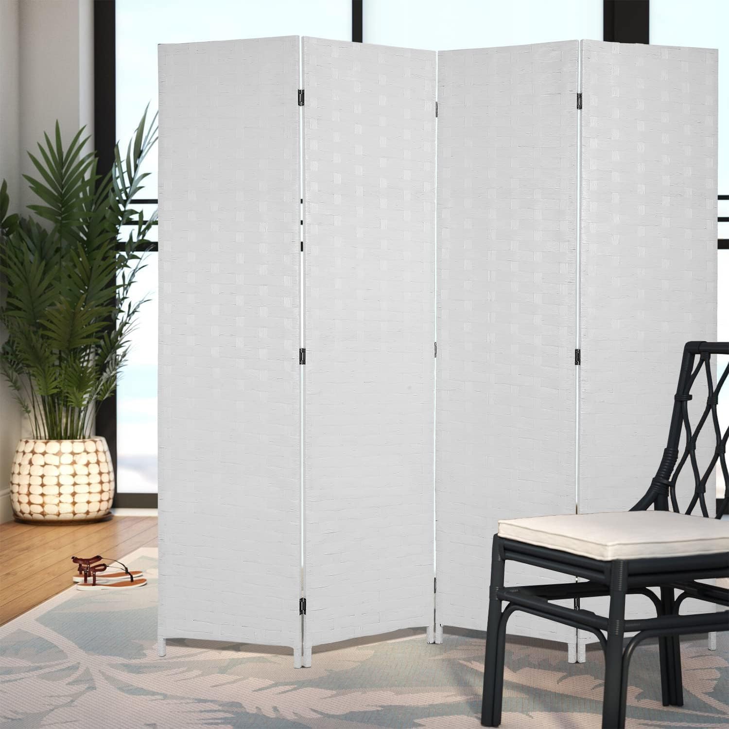 Room Dividers: 4-Panel Folding Room Divider  Privacy Screen Partition