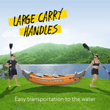 Canoes & Kayaks: Bestway 3.21m x 1.00m Rapid X2 Kayak for 2 with Hand Pump, Paddles, Seats, Fins and Storage Bag Two Seater