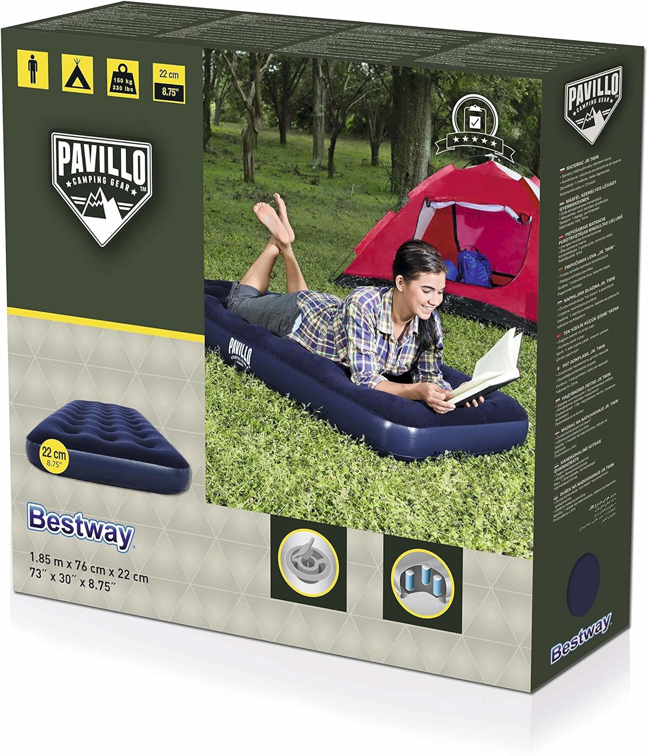 Inflatable Mattresses: Bestway 1.85m x 76cm x 22cm Air Mattress Jr.Twin Indoor/Outdoor Heavy Duty Durable Camping
