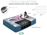 Inflatable Mattresses: Bestway 2.03m x 1.52m x 36cm Tritech Fashion Flock comfortable inflatable Air Mattress Queen Built-in AC Pump