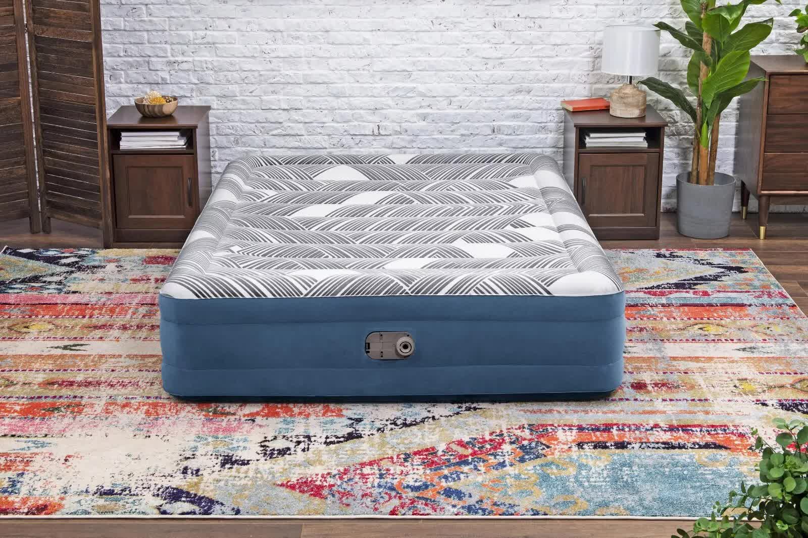 Inflatable Mattresses: Bestway 2.03m x 1.52m x 36cm Tritech Fashion Flock comfortable inflatable Air Mattress Queen Built-in AC Pump