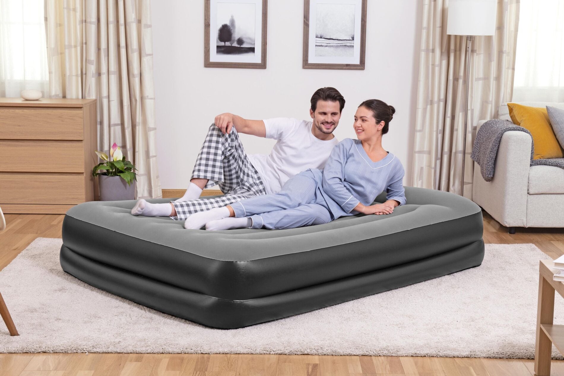 Inflatable Mattresses: Bestway 2.03m x 1.52m x 46cm Tritech Air Mattress Queen Built-in AC pump