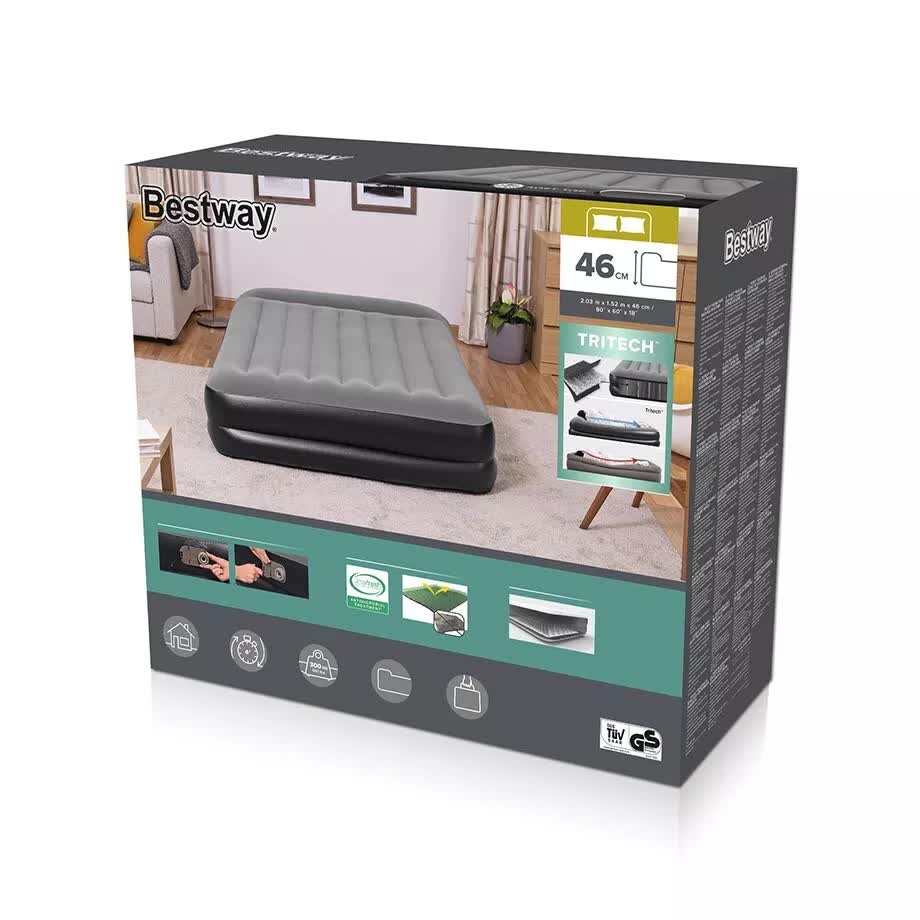 Inflatable Mattresses: Bestway 2.03m x 1.52m x 46cm Tritech Air Mattress Queen Built-in AC pump