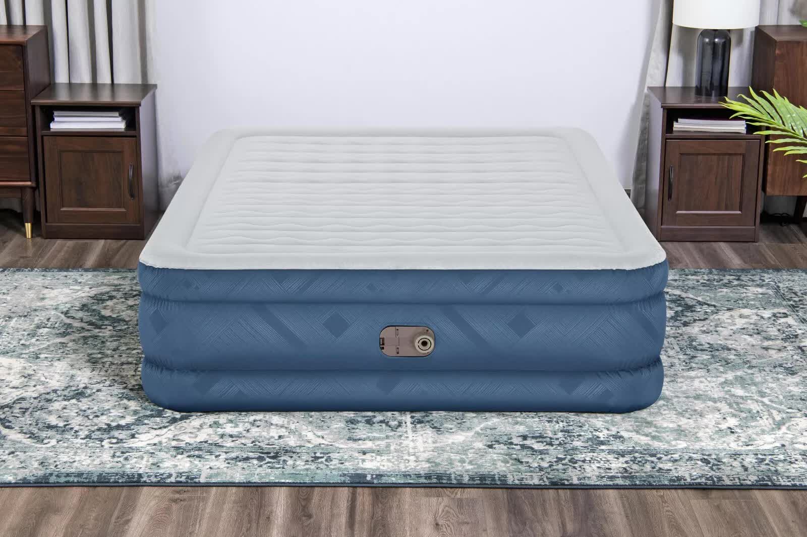 Inflatable Mattresses: Bestway 2.03m x 1.52m x 46cm Fortech Snugable Top Air Inflatable Mattress Queen Built-in AC Pump