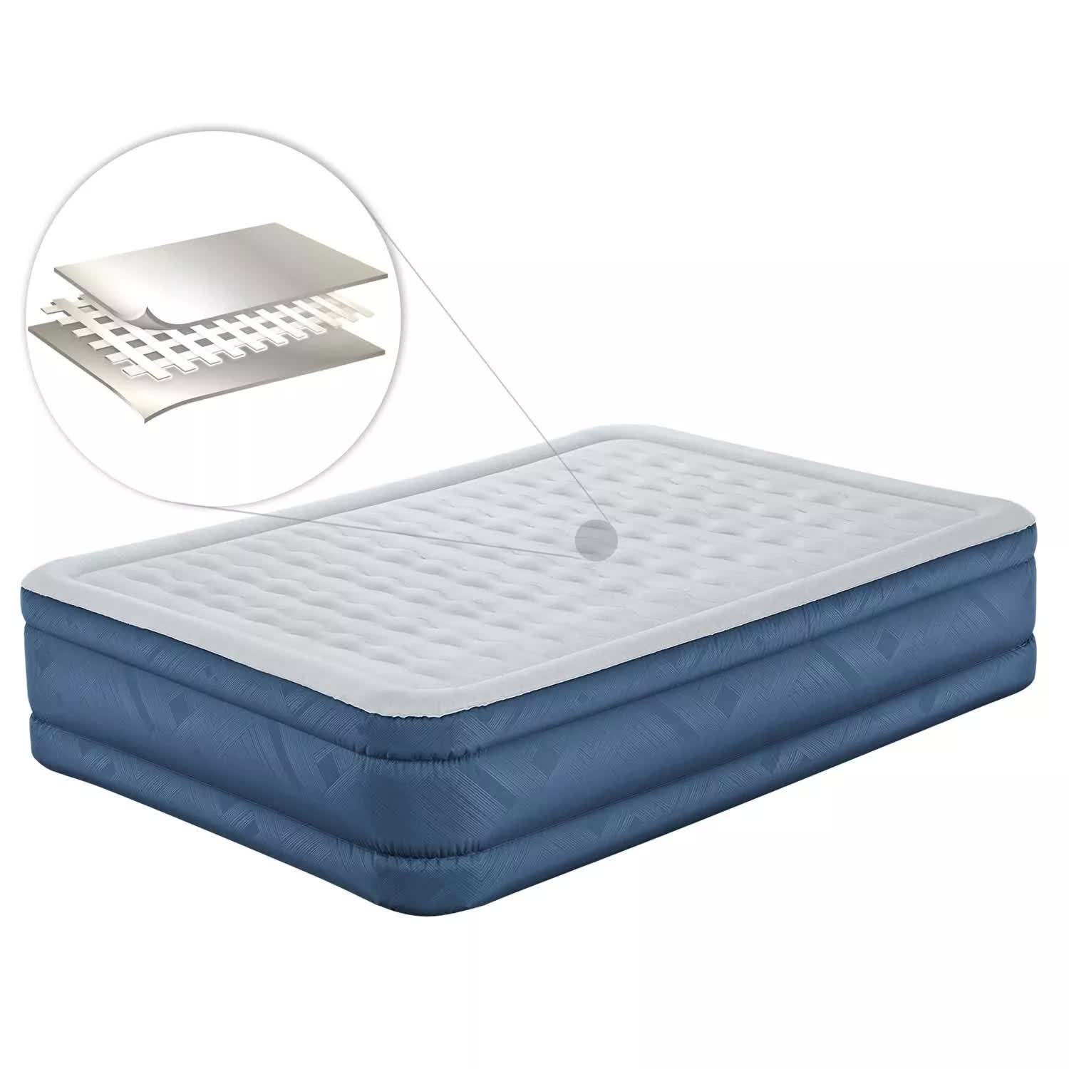 Inflatable Mattresses: Bestway 2.03m x 1.52m x 46cm Fortech Snugable Top Air Inflatable Mattress Queen Built-in AC Pump