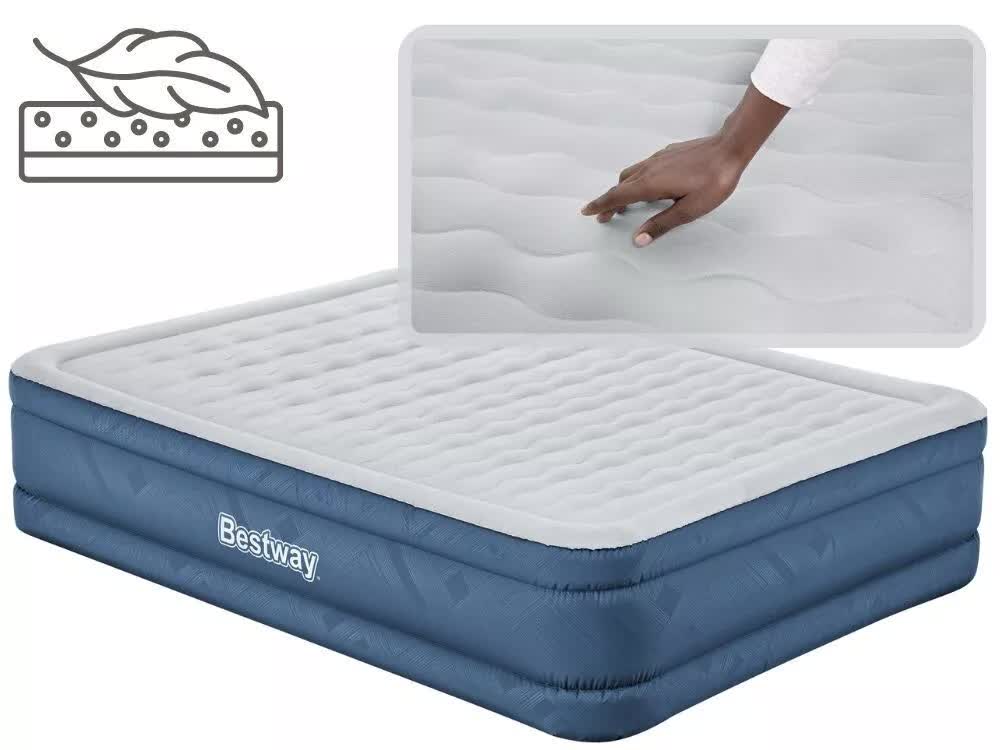 Inflatable Mattresses: Bestway 2.03m x 1.52m x 46cm Fortech Snugable Top Air Inflatable Mattress Queen Built-in AC Pump