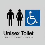 Toilets: Unisex Toilet Braille Sign Silver/Black