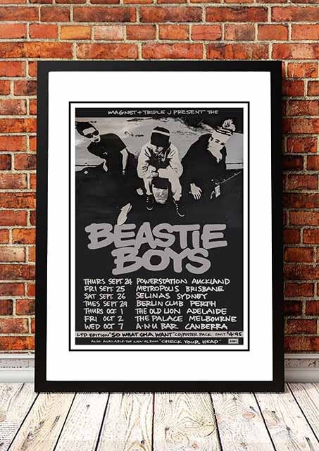 Posters, Paintings & Prints: Beastie Boys 'Australian Tour' Poster 1990- Framed A4