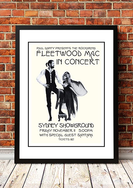Posters, Paintings & Prints: Fleetwood Mac / Santana 'Sydney Showground' Poster 1977 - Framed A2