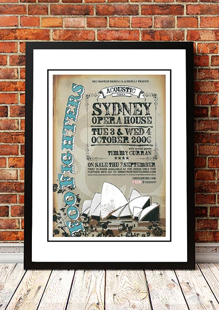 Posters, Paintings & Prints: Foo Fighters 'Acoustic Concert' Sydney, Australian Tour Poster 2006 - Framed A3