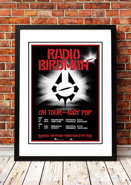 Posters, Paintings & Prints: Radio Birdman / Iggy Pop 'Australian Tour' Poster 1984- Framed A4