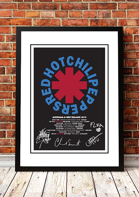 Posters, Paintings & Prints: Red Hot Chili Peppers 'Australian / NZ Tour' Poster 2019- Framed A4