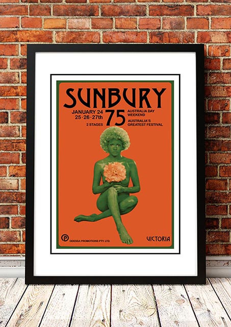 Posters, Paintings & Prints: Sunbury 'Music Festival' Poster 1975 - Framed A3