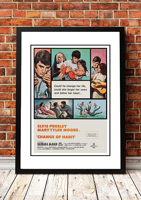 Posters, Paintings & Prints: Elvis 'Change Of Habit' Framed Movie Poster! - Framed A4