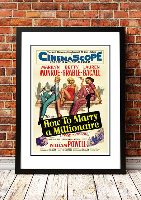 Posters, Paintings & Prints: Marilyn Monroe ‘How to Marry a Millionaire’ Framed Movie Poster! - Framed A4
