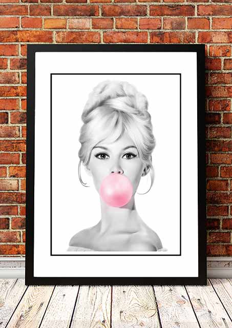 Posters, Paintings & Prints: Bridgit Bardot ‘Bubblegum’ Pop Art Poster - Framed A4