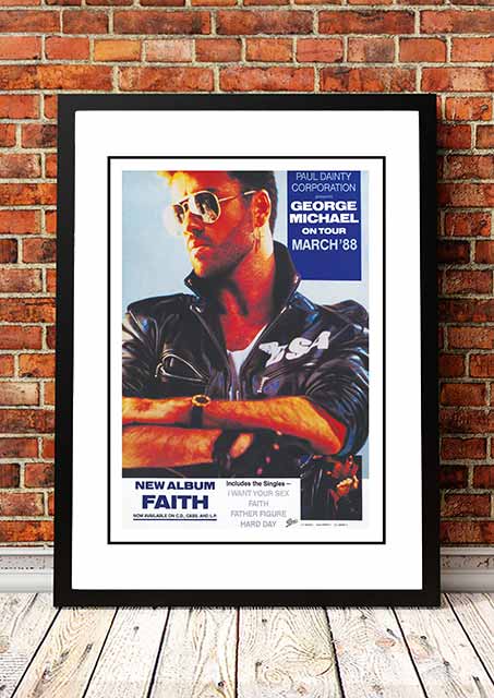 Posters, Paintings & Prints: George Michael ‘Australian Tour’ In Store Promotional Poster 1988 - Framed A3