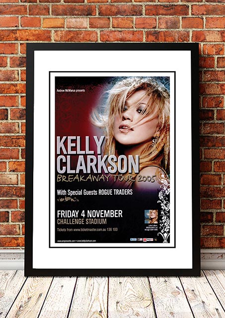 Posters, Paintings & Prints: Kelly Clarkson ‘Breakaway Tour’ Perth, Australia Concert Poster 2005 - Framed A2