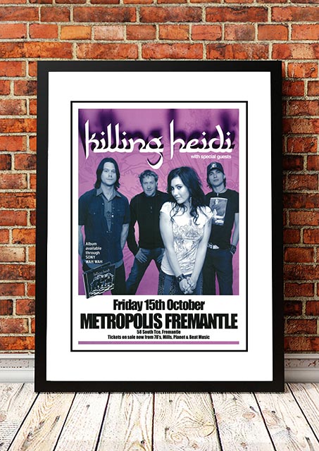 Posters, Paintings & Prints: Killing Heidi ‘Metropolis’ Fremantle, Australia Concert Poster 2004 - Framed A3